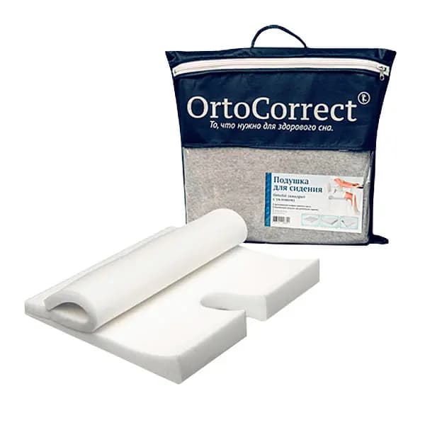 Подушка анатомическая OrtoCorrect OrtoSit квадрат с уклоном 39х39х7/3см